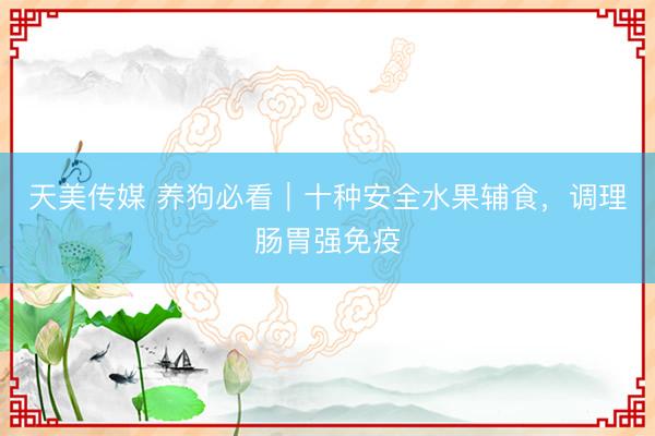 天美传媒 养狗必看｜十种安全水果辅食，调理肠胃强免疫