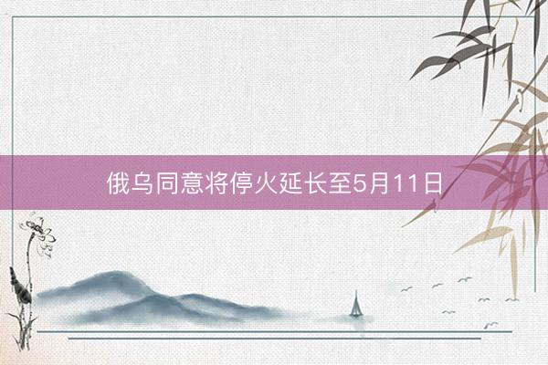 俄乌同意将停火延长至5月11日