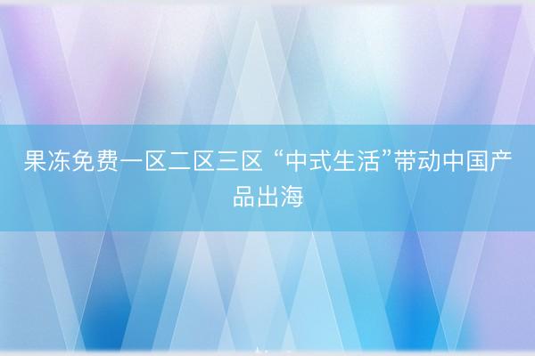 果冻免费一区二区三区 “中式生活”带动中国产品出海