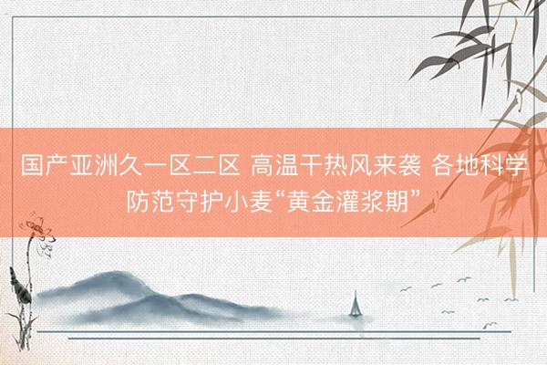 国产亚洲久一区二区 高温干热风来袭 各地科学防范守护小麦“黄金灌浆期”