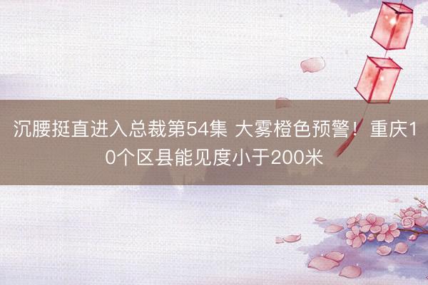 沉腰挺直进入总裁第54集 大雾橙色预警！重庆10个区县能见度小于200米