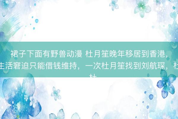 裙子下面有野兽动漫 杜月笙晚年移居到香港，生活窘迫只能借钱维持，一次杜月笙找到刘航琛，杜