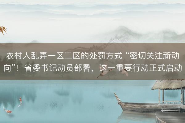 农村人乱弄一区二区的处罚方式 “密切关注新动向”！省委书记动员部署，这一重要行动正式启动