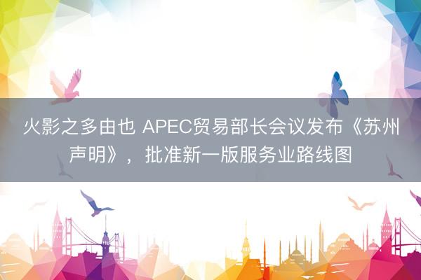 火影之多由也 APEC贸易部长会议发布《苏州声明》，批准新一版服务业路线图