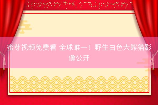 蜜芽视频免费看 全球唯一！野生白色大熊猫影像公开