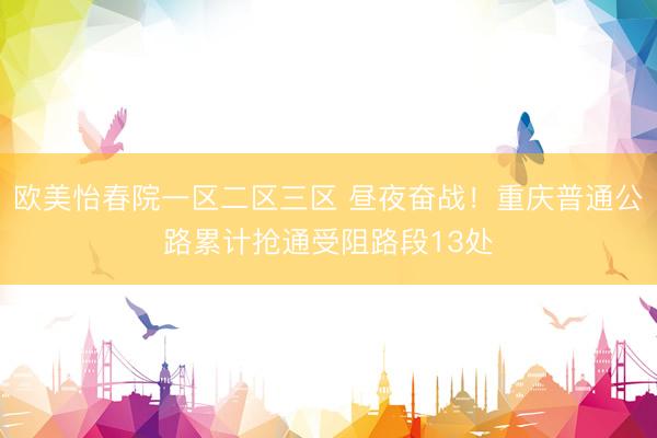 欧美怡春院一区二区三区 昼夜奋战！重庆普通公路累计抢通受阻路段13处