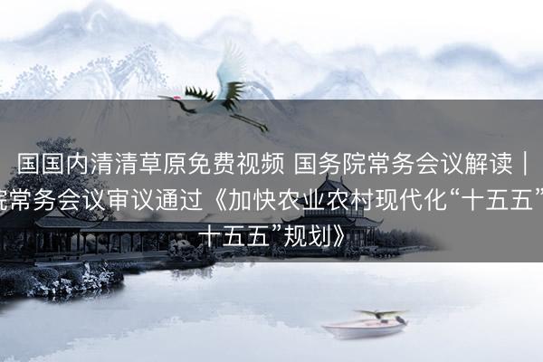 国国内清清草原免费视频 国务院常务会议解读｜国务院常务会议审议通过《加快农业农村现代化“十五五”规划》