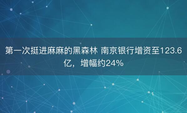 第一次挺进麻麻的黑森林 南京银行增资至123.6亿，增幅约24%