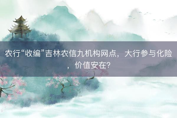 农行“收编”吉林农信九机构网点，大行参与化险，价值安在？