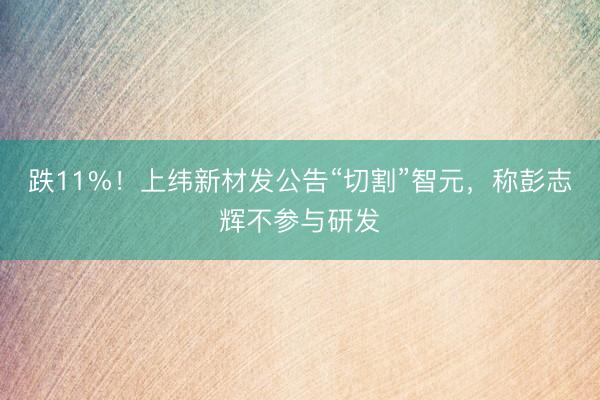 跌11%！上纬新材发公告“切割”智元，称彭志辉不参与研发