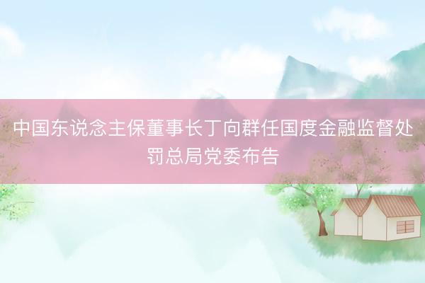 中国东说念主保董事长丁向群任国度金融监督处罚总局党委布告
