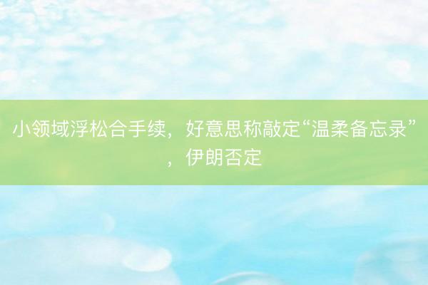 小领域浮松合手续，好意思称敲定“温柔备忘录”，伊朗否定