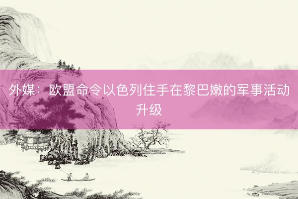外媒：欧盟命令以色列住手在黎巴嫩的军事活动升级