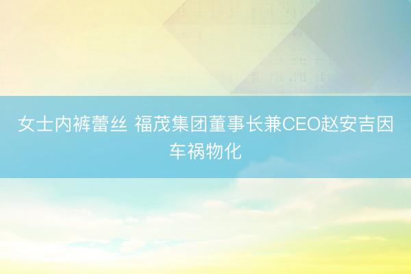 女士内裤蕾丝 福茂集团董事长兼CEO赵安吉因车祸物化