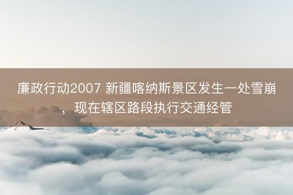 廉政行动2007 新疆喀纳斯景区发生一处雪崩，现在辖区路段执行交通经管