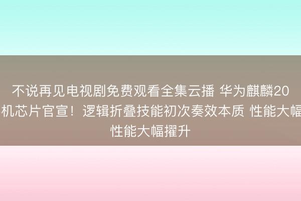 不说再见电视剧免费观看全集云播 华为麒麟2026手机芯片官宣！逻辑折叠技能初次奏效本质 性能大幅擢升