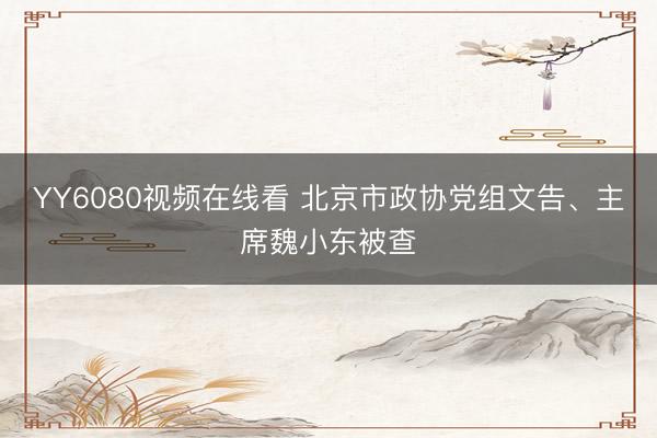 YY6080视频在线看 北京市政协党组文告、主席魏小东被查