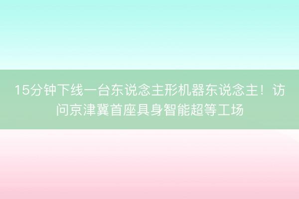 15分钟下线一台东说念主形机器东说念主！访问京津冀首座具身智能超等工场